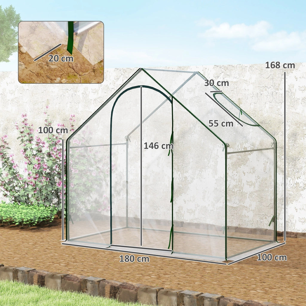 Serra da Giardino con Finestra e Porta ¨C Zephmum ¨C 180x100x168 cm Trasparente