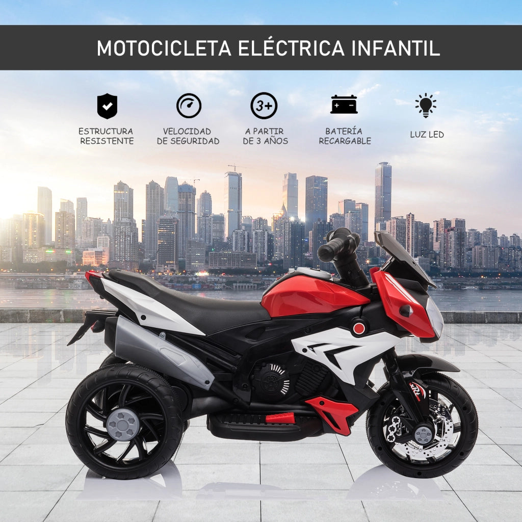 Trimoto Elettrico per Bambini 3+ Anni ¨C Zephmum ¨C Nero e Rosso con Batteria 6V 86x42x52 cm