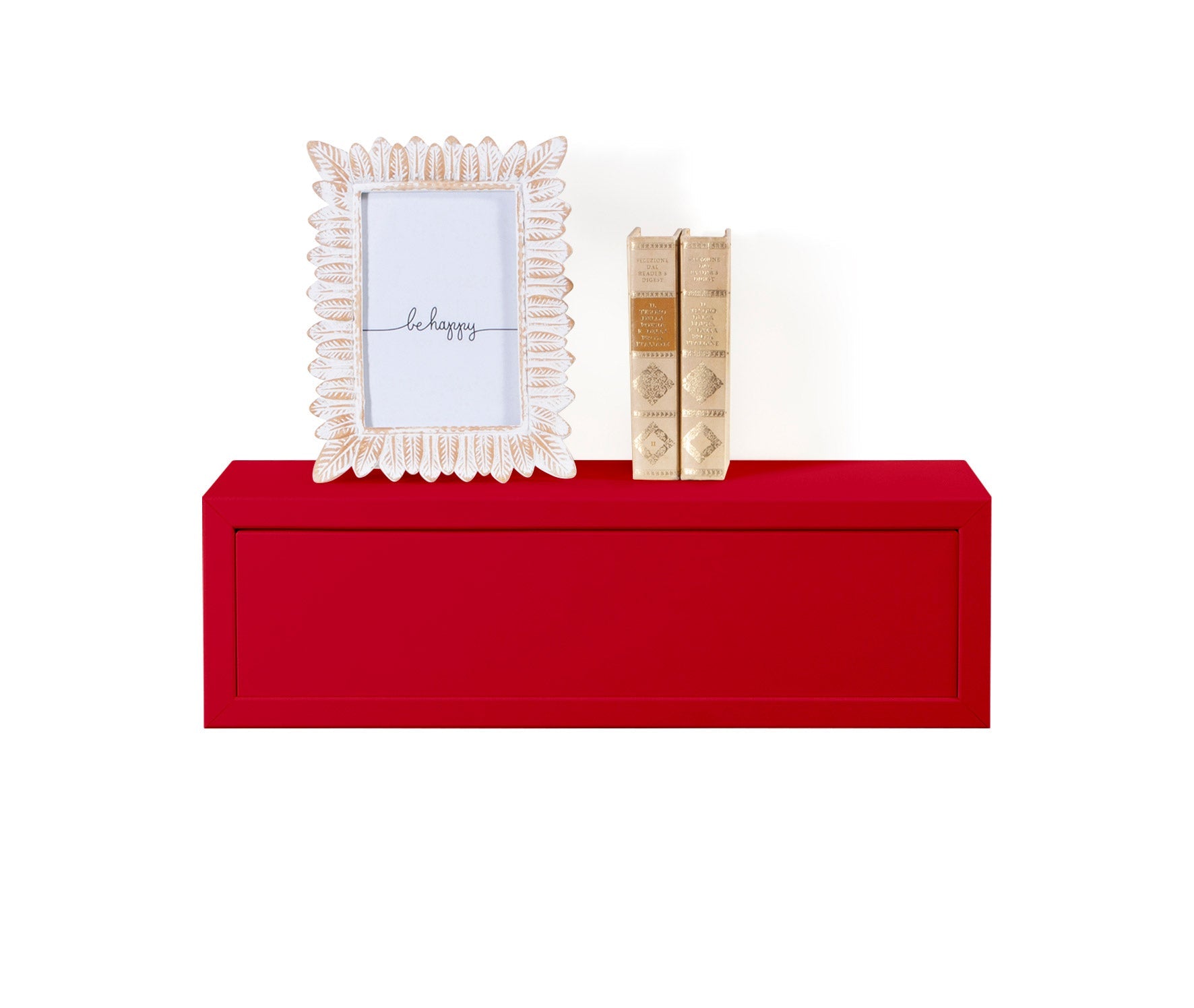 Mensola da Parete 1 Cassetto 45x13,4x20 cm in Fibra di Legno Lego Rosso