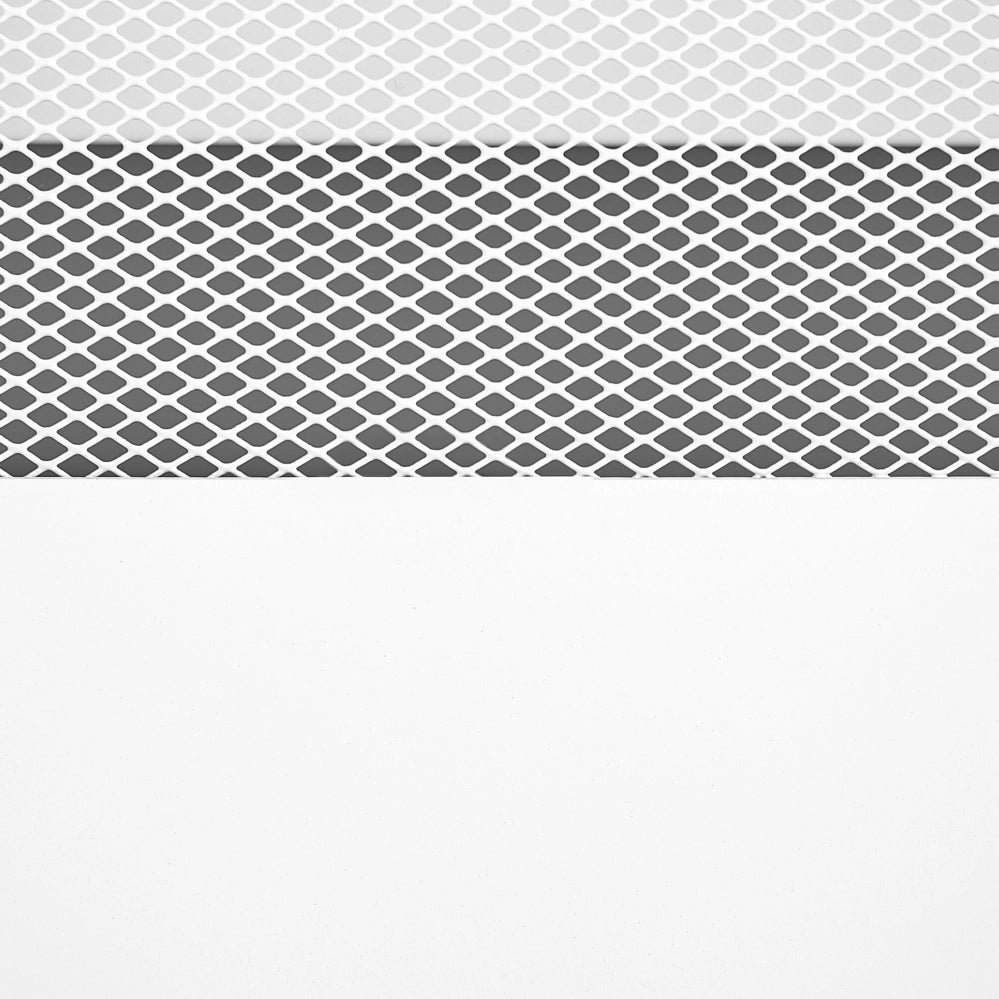 Credenza in metallo bianco 118 x 40 cm 2 ante in rete ripiani gambe gestione cavi mobile tv industriale soggiorno