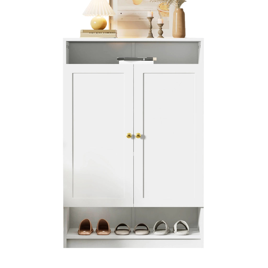 Scarpiera con 2 ante e ripiani regolabili - per ingresso - 73x34x109 cm - bianco