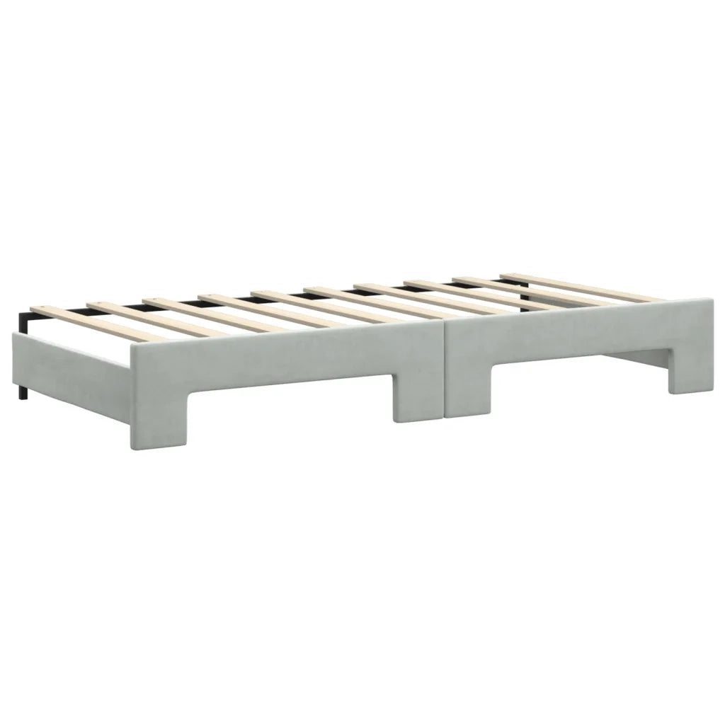 Divano Letto Estraibile Cassetti Grigio Chiaro 90x190cm Velluto 3197832