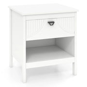 Tavolino compatto 45 x 40 x 50 cm con cassetto e ripiano aperto design moderno in MDF bianco 20_0014075