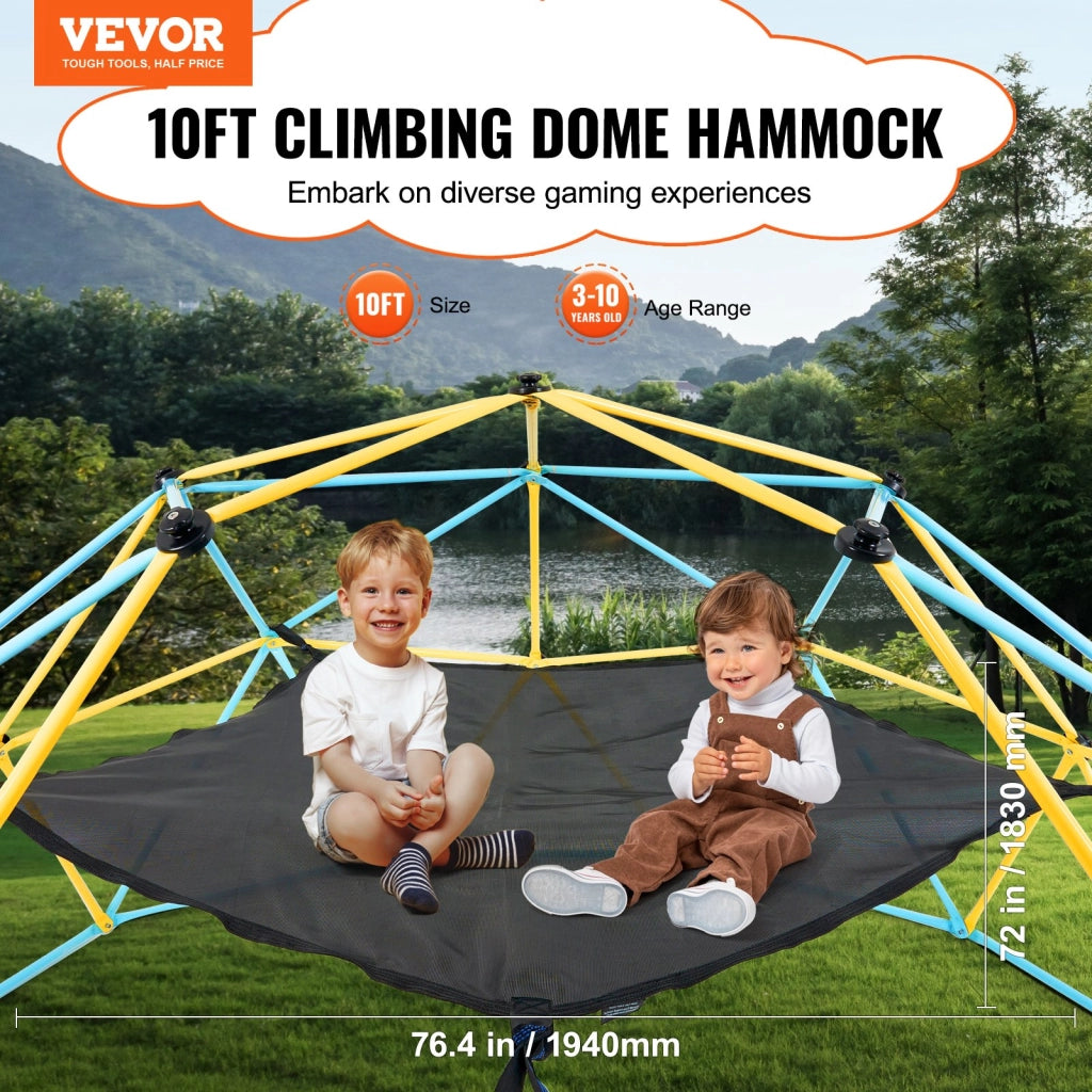 Amaca per Cupola da Arrampicata 3,05m JX-DC-P-10H in Rete PP Nera Portata 158 kg Accessorio Giardino Facile da Montare