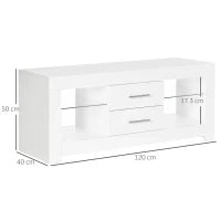 Mobile Porta TV da 55" con Luci LED a 12 Colori e Telecomando, Legno e Vetro 120x40x50cm, Bianco