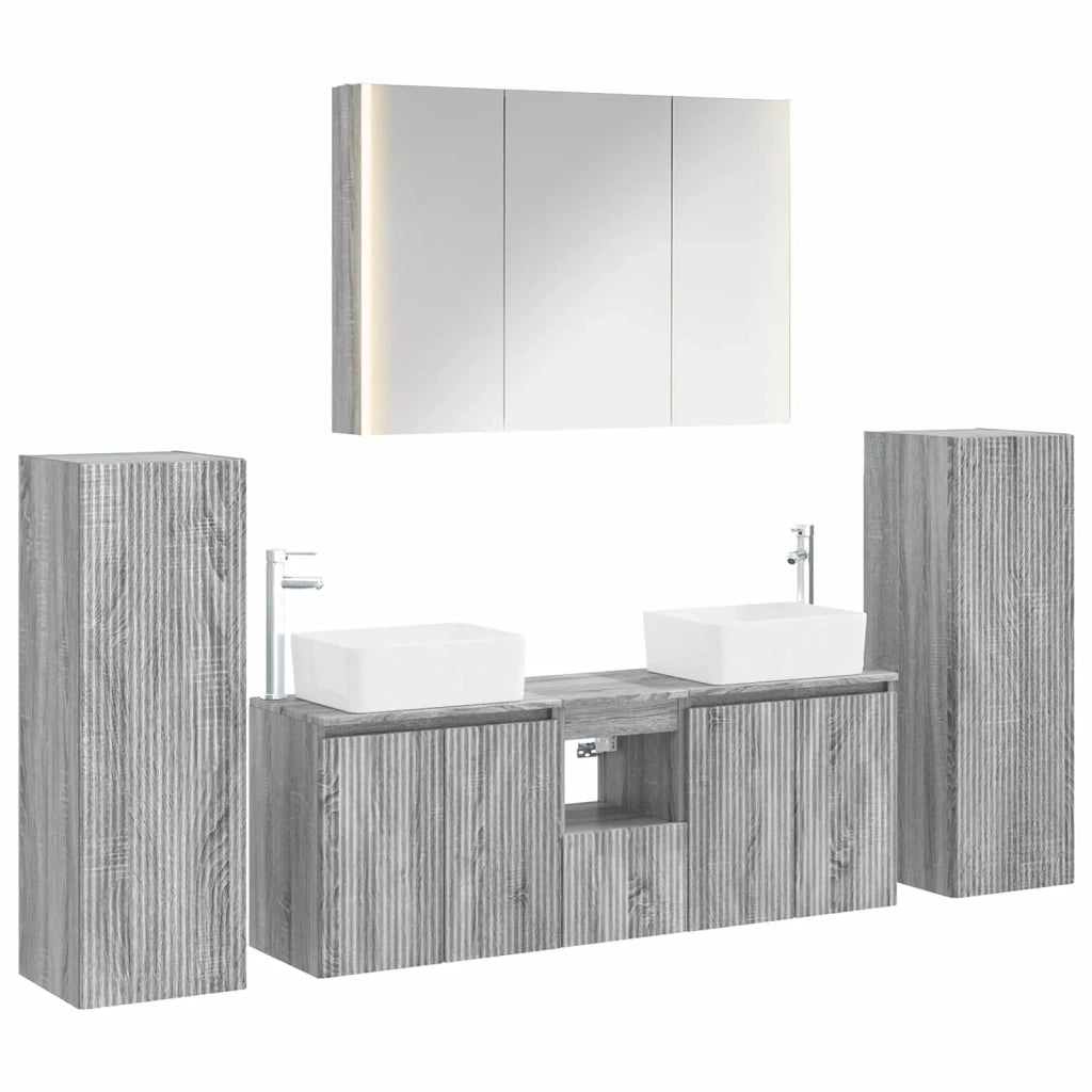 Set di mobili per il bagno 6 pcs Sonoma grigio 3407172
