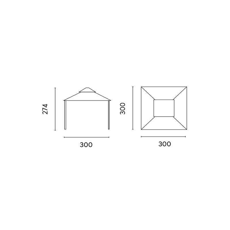 Gazebo MOIA quadrato 3x3 in ferro epoxy antracite