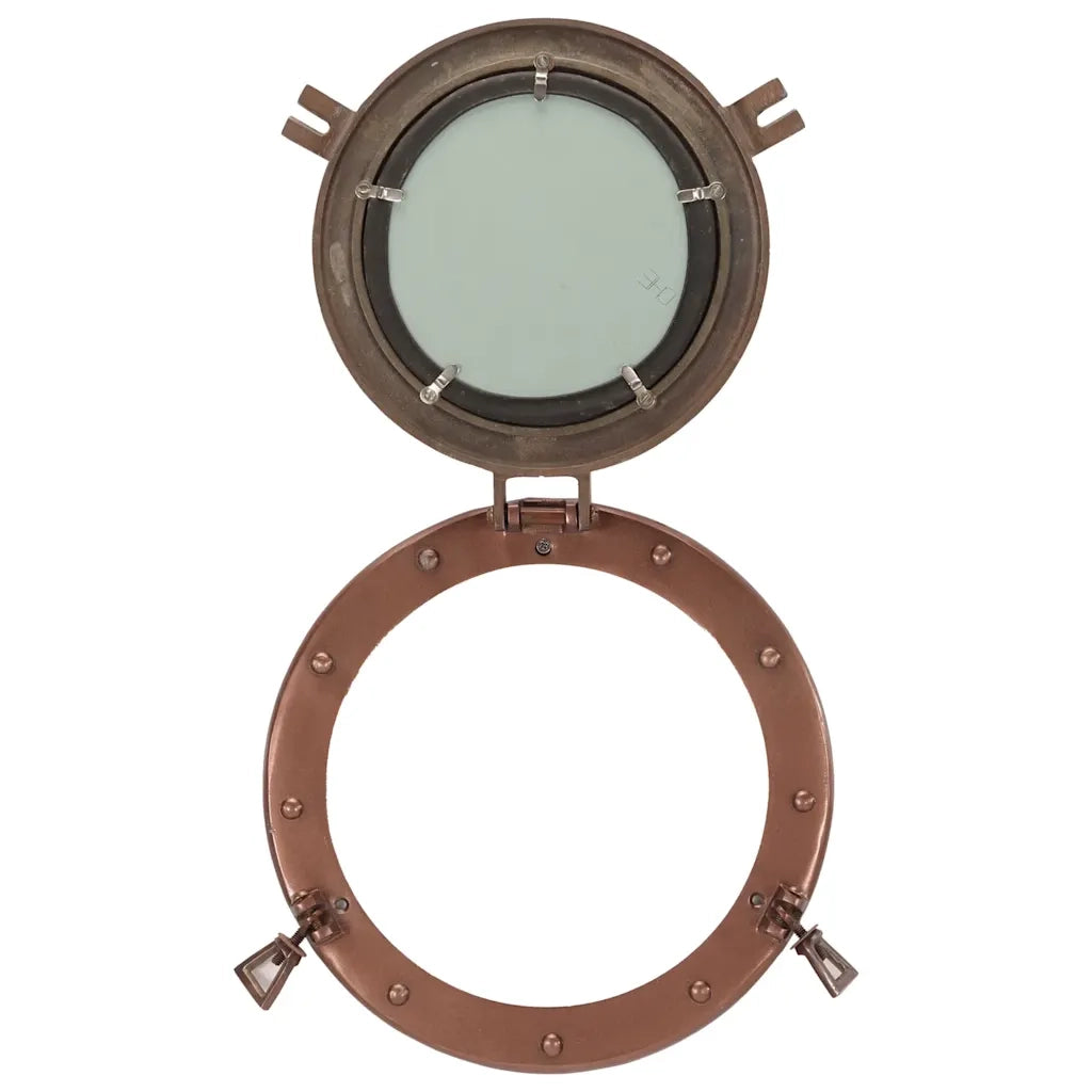 Specchio da Parete Design Oblò Ø30 cm in Alluminio e Vetro 357856