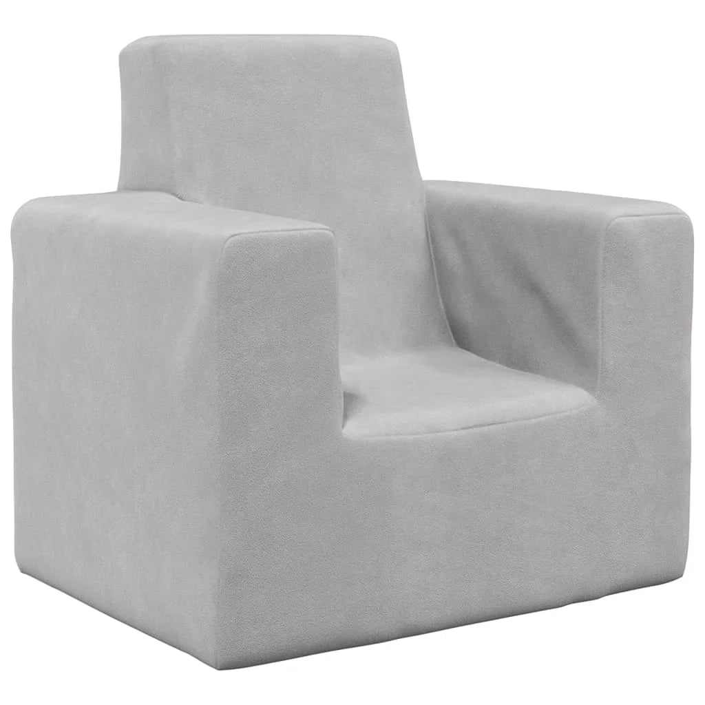 Divano per bambini grigio chiaro morbido peluche 02_0020436