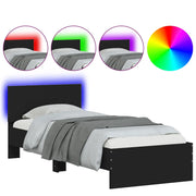 Letto singolo | Letto per adulti | Giroletto con Testiera e LED Nero 75x190 cm