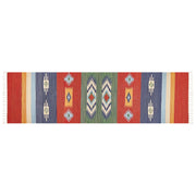 Tappeto Kilim in cotone tessuto a mano reversibile con motivi geometrici e nappe multicolore 80 x 300 cm soggiorno camera da letto
