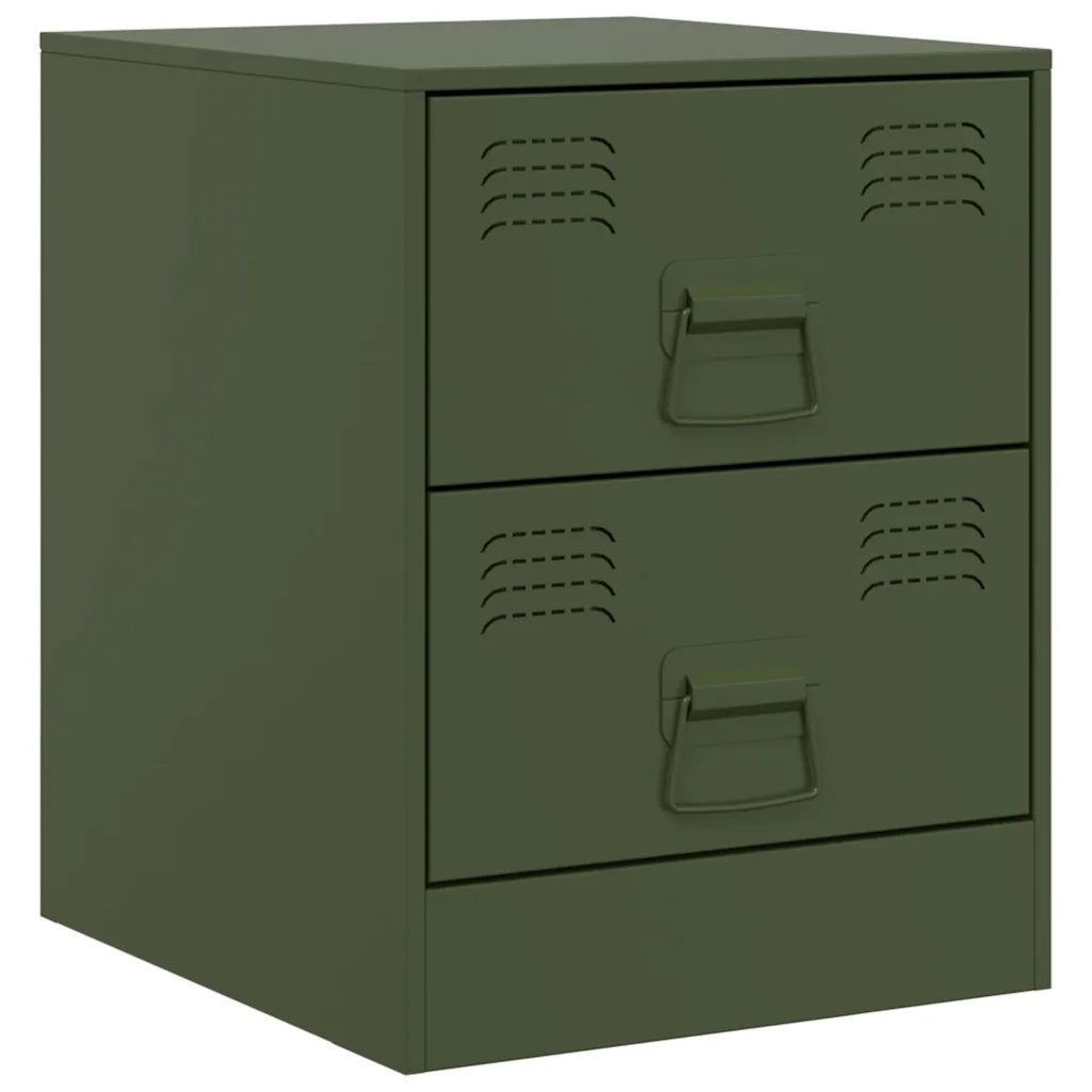 Set di 2 Comodini | Armadio da Notte | Mobiletto da notte Verde34,5x39x44 cm in Acciaio