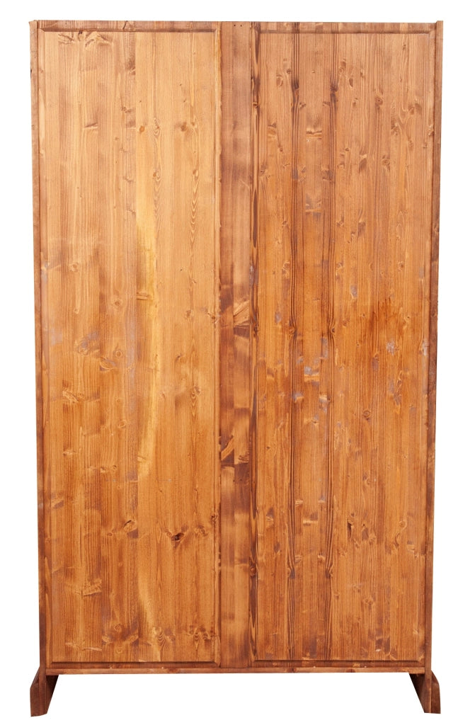 Biscottini Vetrina Country in legno massello di tiglio finitura noce L120xPR37xH197 cm. Made in Italy
