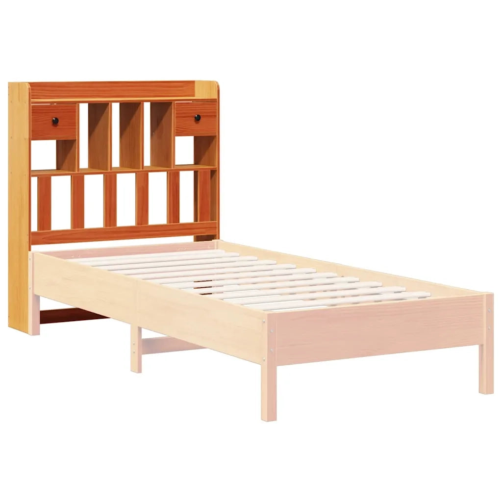 Testiera con Ripiani Marrone Cera 75 cm in Legno di Pino 855528
