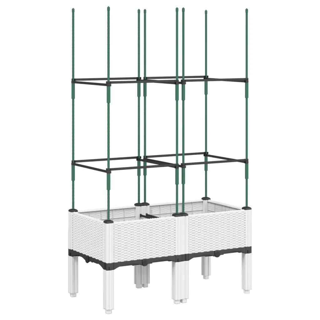 Fioriera da Giardino con Graticcio-Vaso da Esterno-Fioriera con Griglia Bianco 80x40x142,5 cm PP