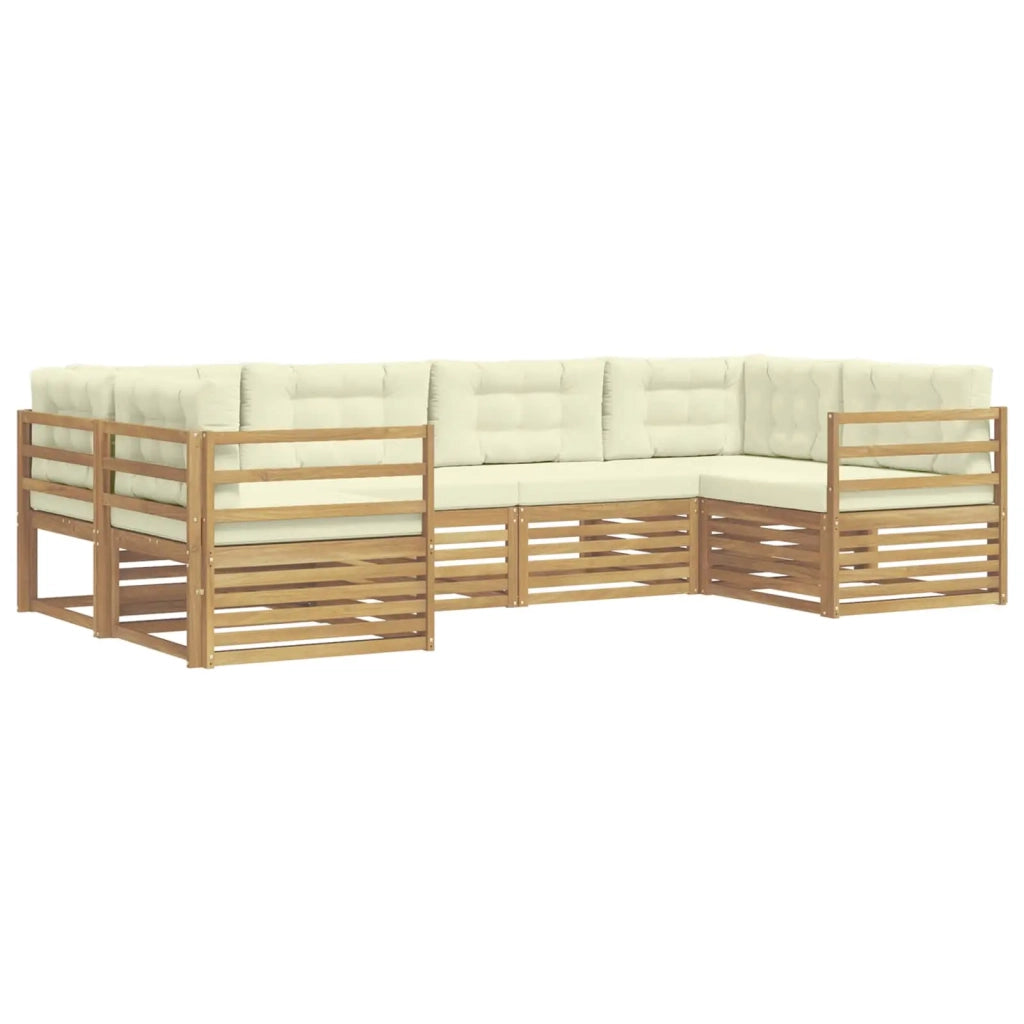 Set di divani da esterno 6 pcs Bianco e Crema Poliestere