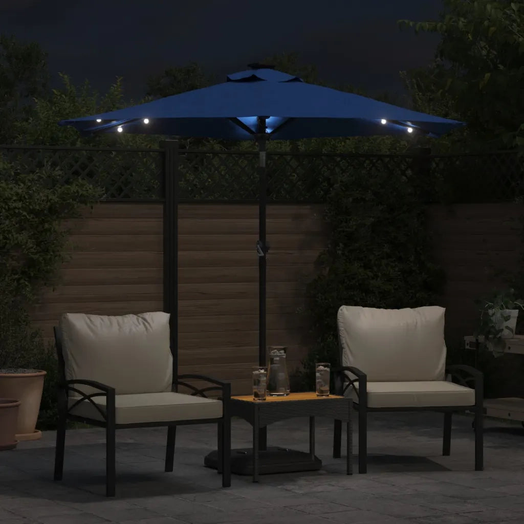 vidaXL Ombrellone Giardino con LED Palo Acciaio Azzurro 225x225x212 cm