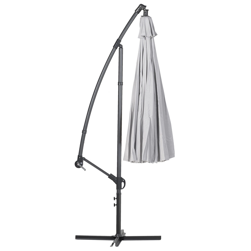 Ombrellone da giardino a sbalzo alluminio grigio chiaro Tettoia in poliestere 235 x 268 x 268 cm Mobili da esterno regolabili