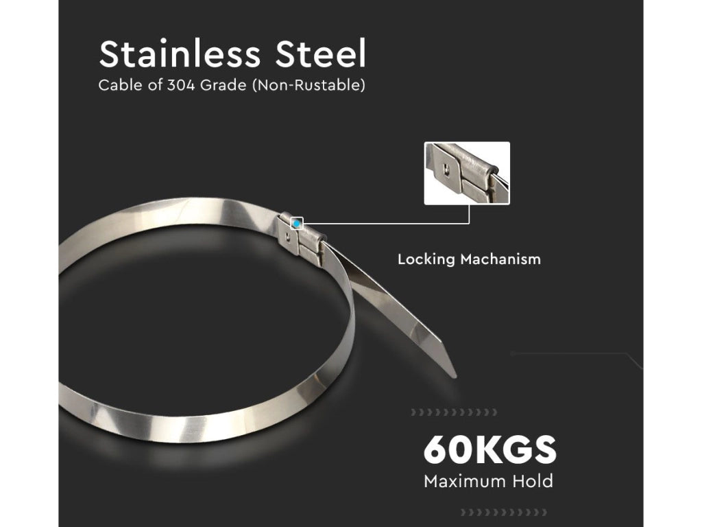 100 Fascette Acciaio Inox 4.6x350mm Stringitubo Metalliche Inossidabili Per Fili