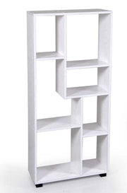 LIBRERIA CON 7 RIPIANI SFALSATI IN LEGNO TRUCIOLATO 63 X 24 X 150 BIANCO