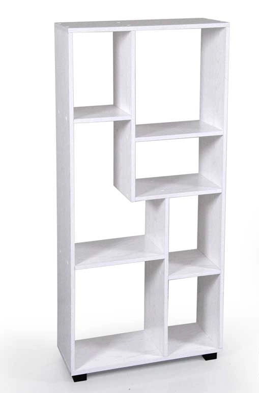 LIBRERIA CON 7 RIPIANI SFALSATI IN LEGNO TRUCIOLATO 63 X 24 X 150 BIANCO