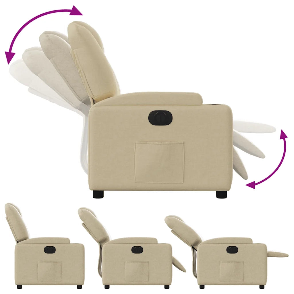 Poltrona | Sedia Relax Elettrica Reclinabile Crema in Tessuto