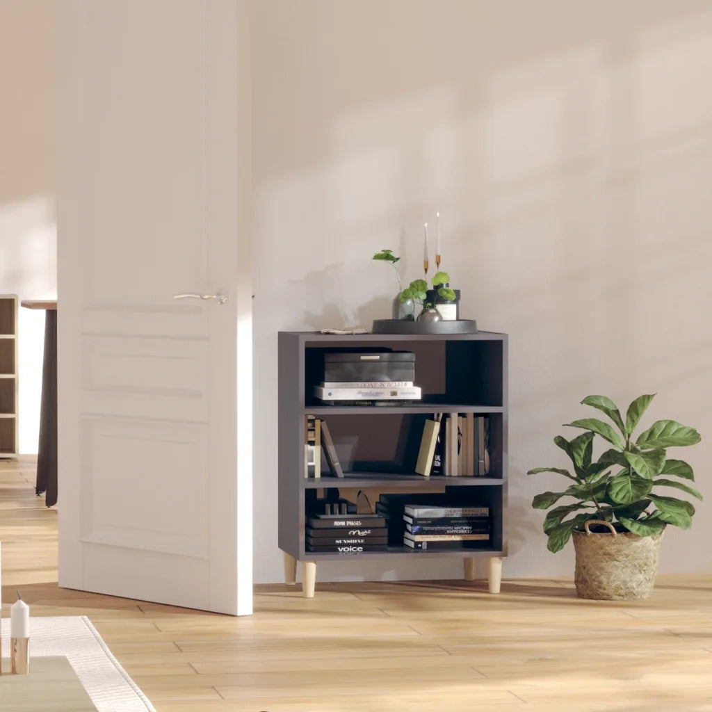 Credenza-Buffet-Armadio da cucina Grigio Lucido 57x35x70 cm in Legno Multistrato