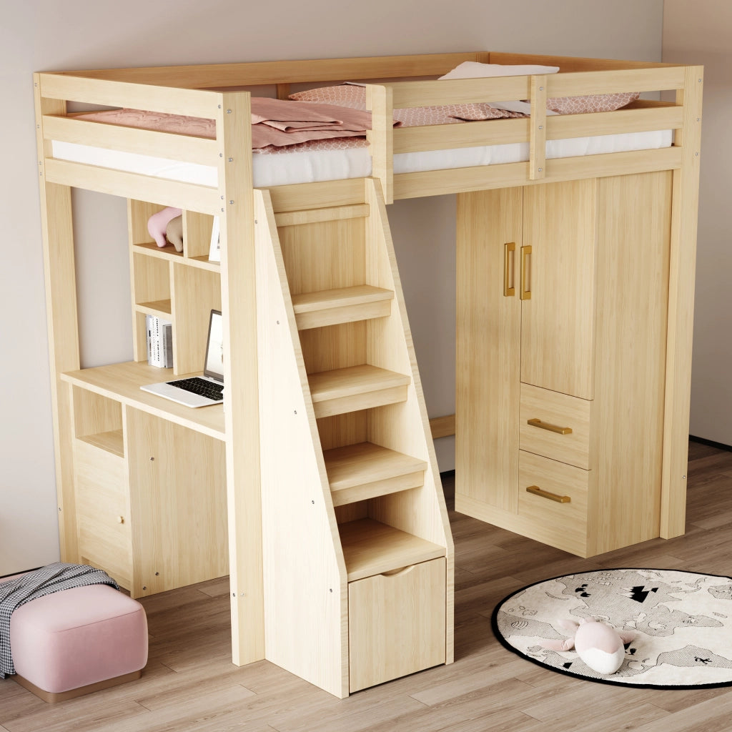 Armadio a due ante con 2 cassetti e vano portaoggetti 70×40×135 cm; legno naturale