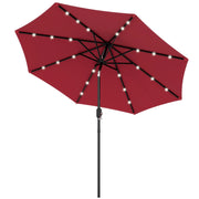 Parasole da giardino inclinabile ¨C zephmum ¨C LED solare, ? 2,7 m, rosso bordeaux