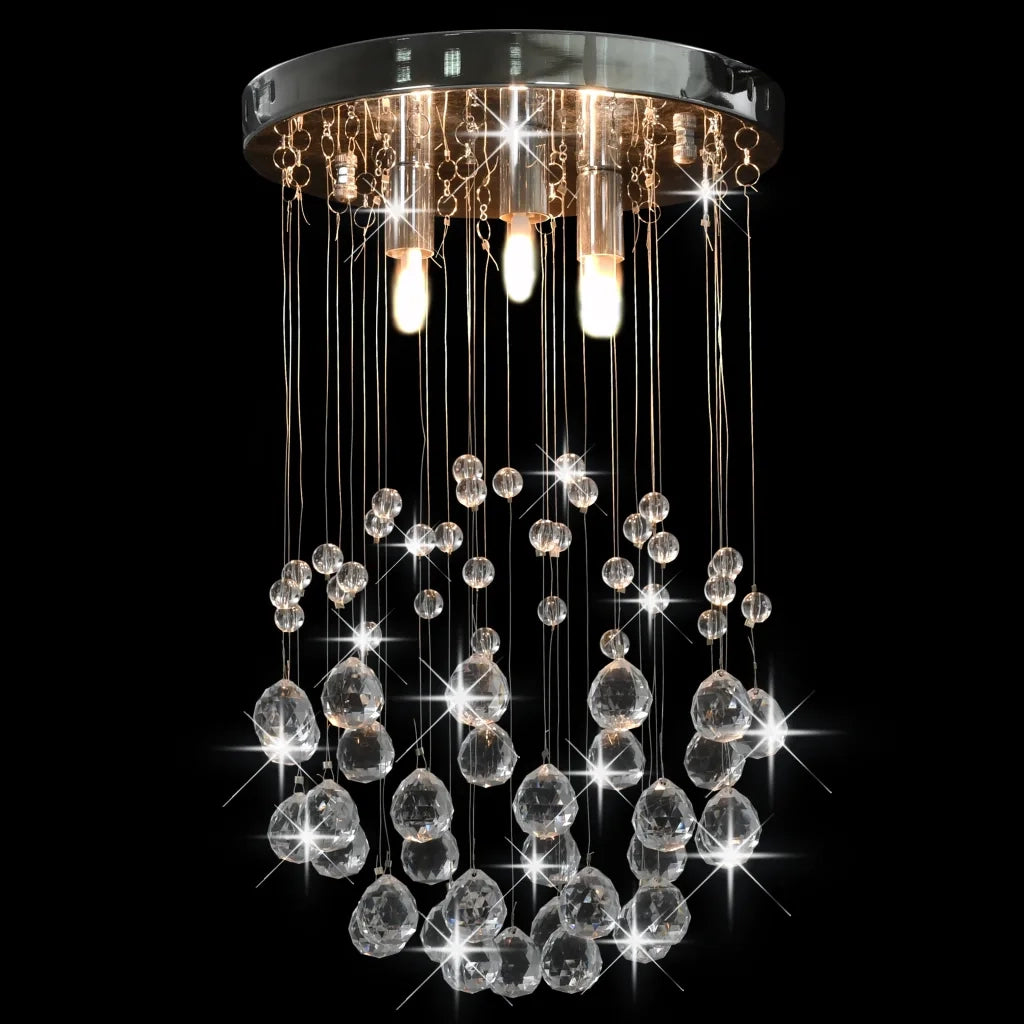 Lampadario Perle di Cristallo a Sfera Argento 3  Lampadine G9 cod mxl 76642