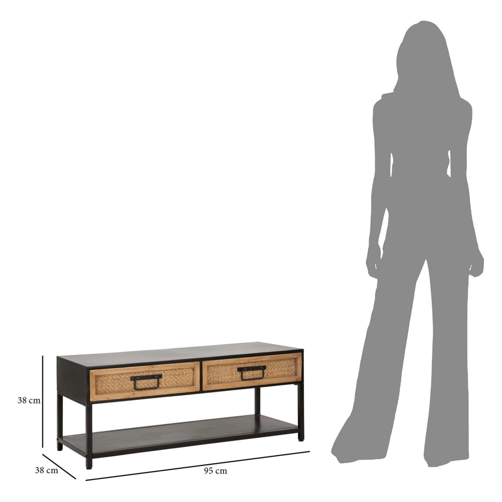Boquete, Mobile Porta tv 2 Cassetti, 95x38x38h cm Marrone Rovere