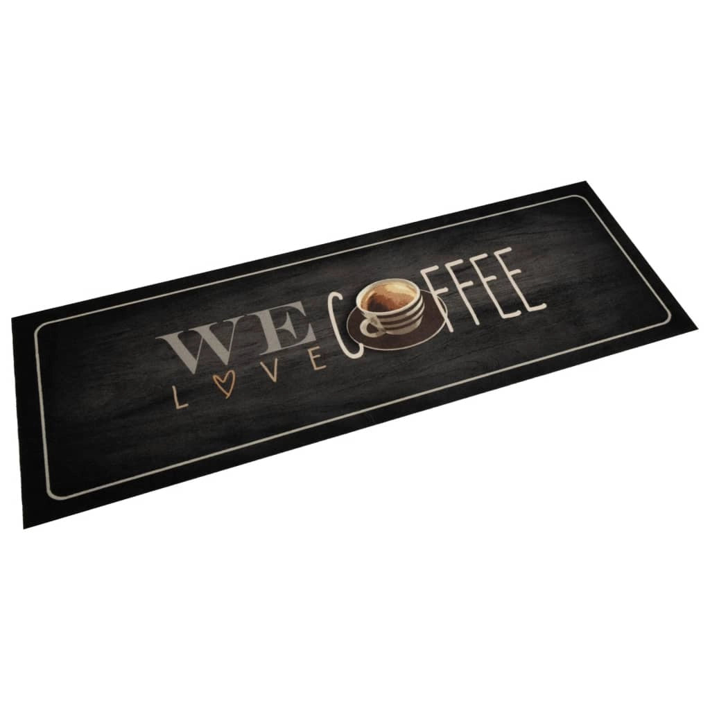 Tappetino da cucina lavabile design elegante assorbente 180 x 60 cm velluto nero 02_0056430