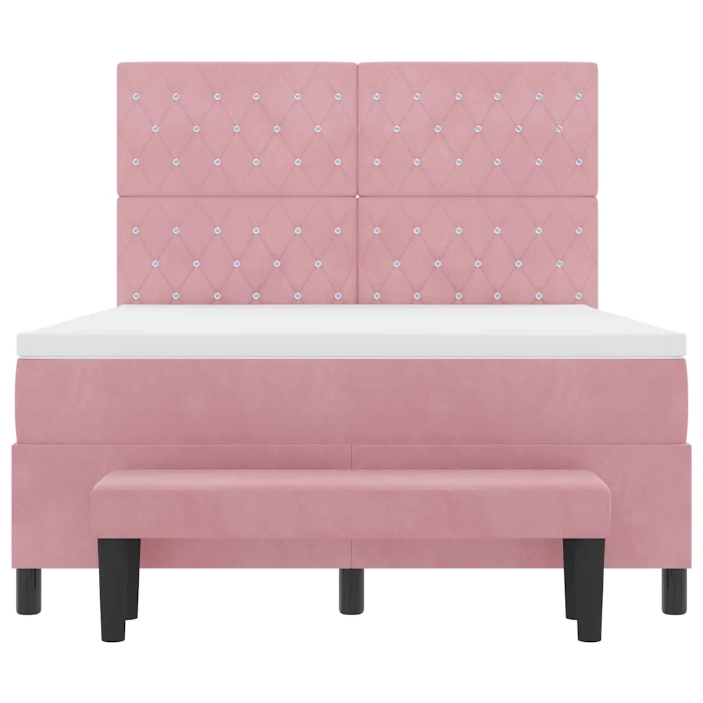 Letto a molle con testiera Rosa 200 x 160 cm Velluto 3344461