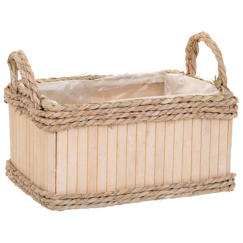Set di 3 cestini ovali in legno marrone