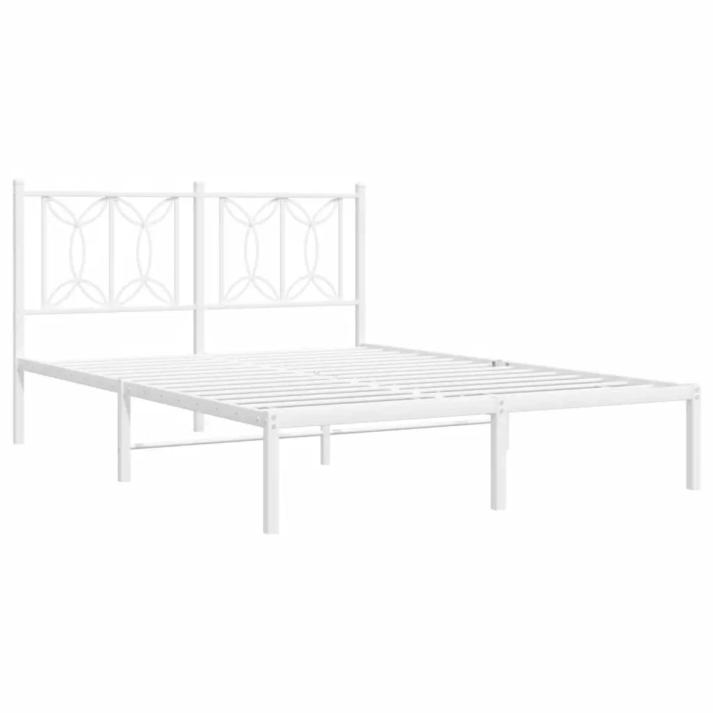 Giroletto con Testiera-Struttura Letto con testiera Metallo Bianco 140x190 cm 904594