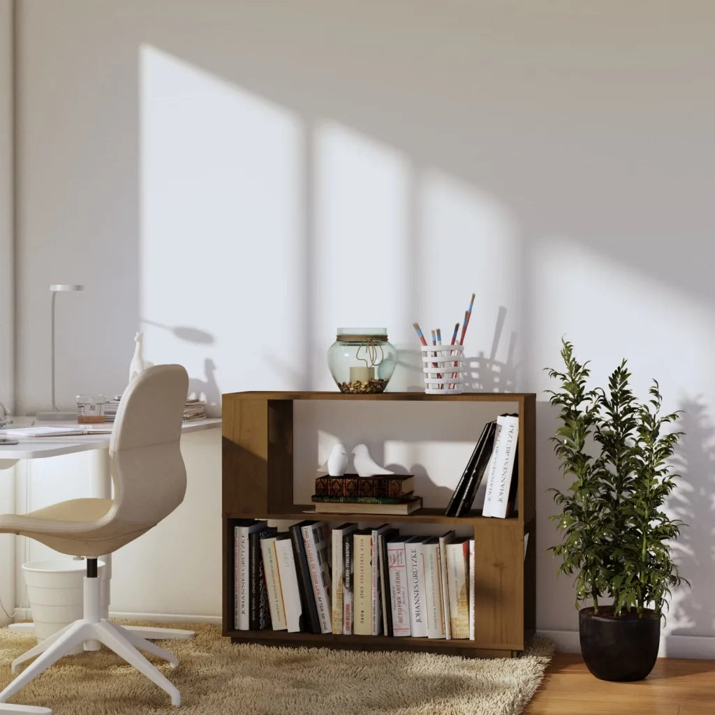 Libreria/Divisorio Ambrato 80x25x70 cm Legno Massello di Pino 814052