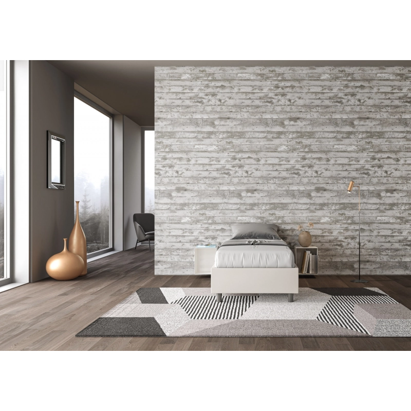 Letto Sommier imbottito Singolo 80x210 cm Azelia - Bianco,Similpelle,Senza rete