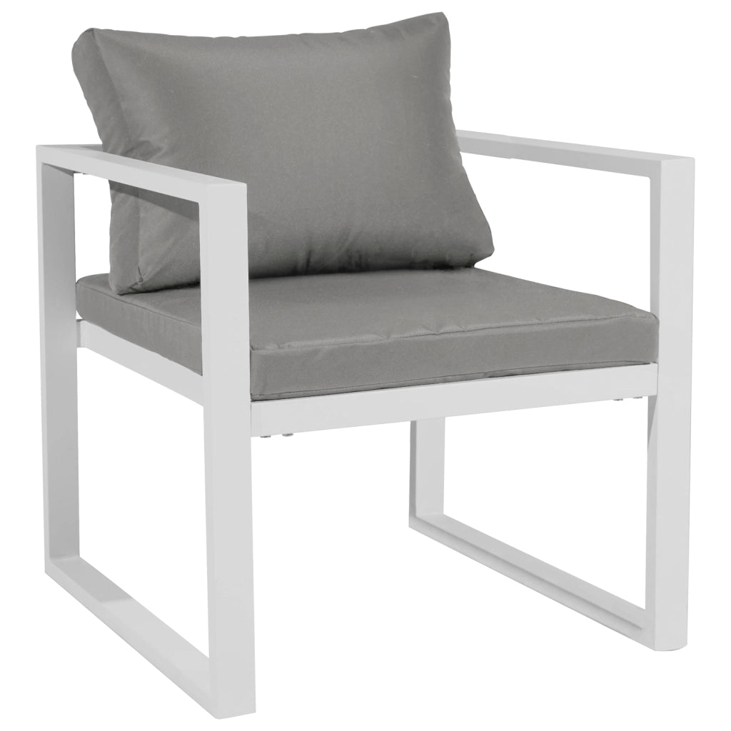 Set di mobili da giardino IBIZA in tessuto grigio 4 posti - alluminio bianco