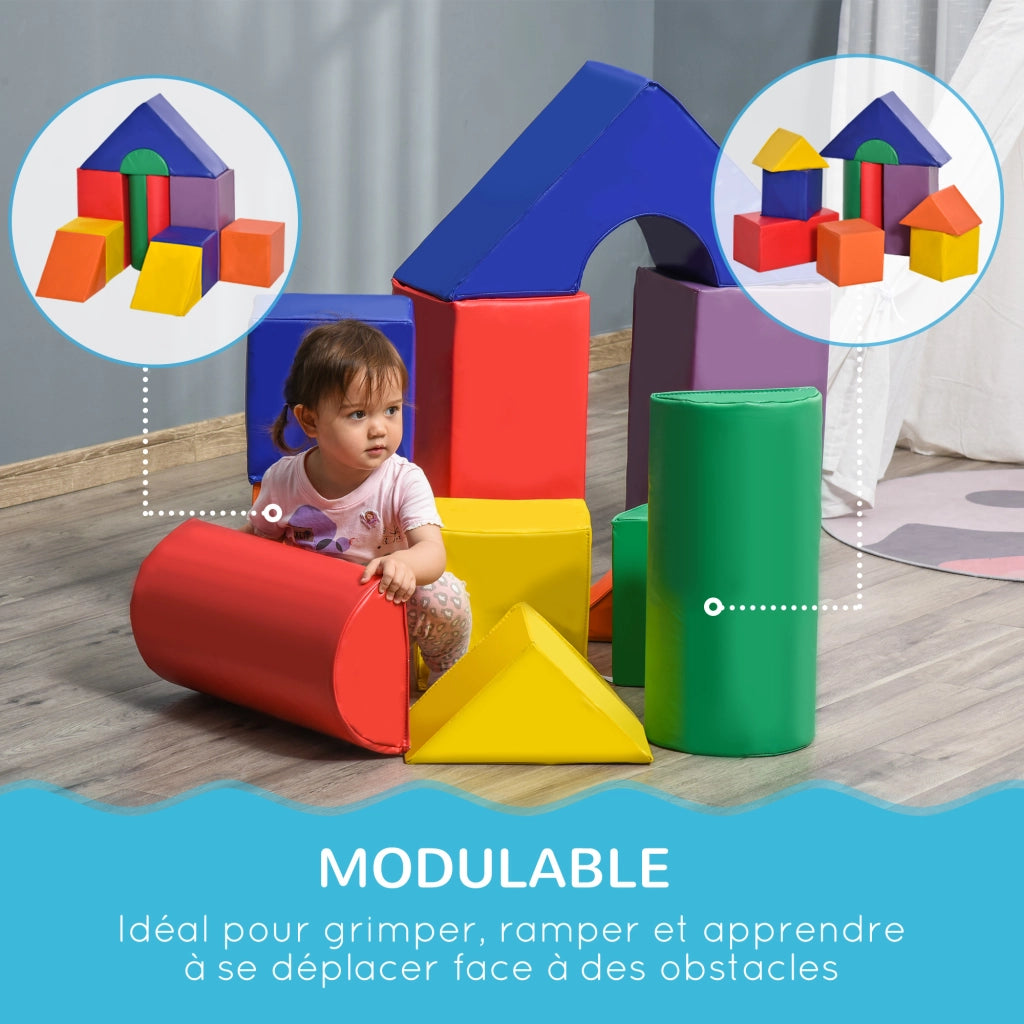 Set Parcours Motricit¨¤ 11 Pezzi ¨C Xylo ¨C Blocchi Schiuma EPE Multicolore per Bambini 1-3 Anni
