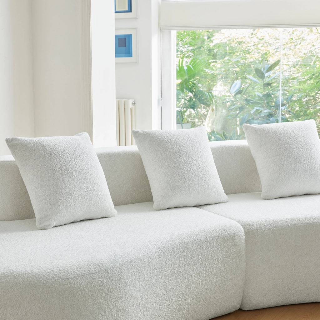 Divano angolare 3 posti 277x103x68 cm modulare in velluto bianco