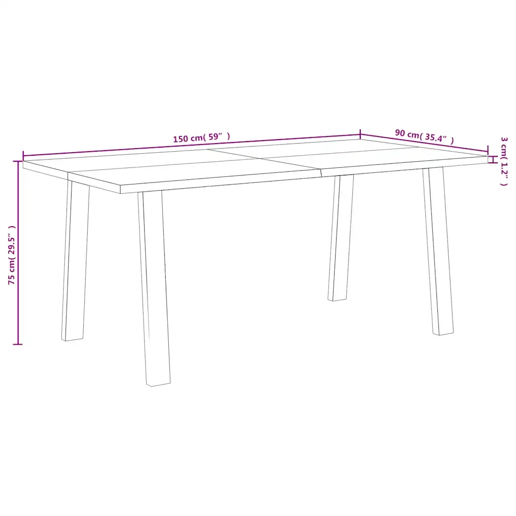 Tavolo da Pranzo 150x90x75 cm in Legno Massello di Acacia 353298