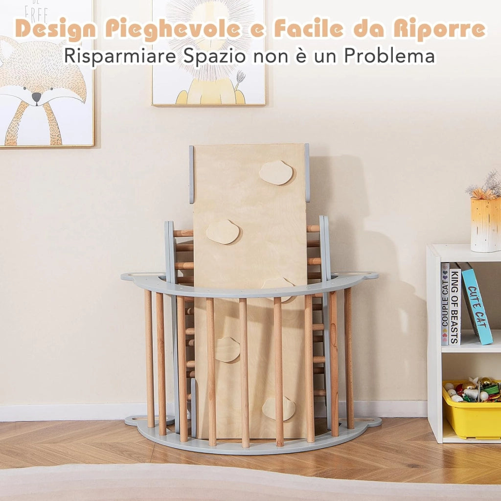 4 in 1 Set da Arrampicata per Bambini, Giocattoli da Arrampicata a Triangolo con Triangolo Arco e Salita, Ideale per Bambini 1 Anni + (Grigio)