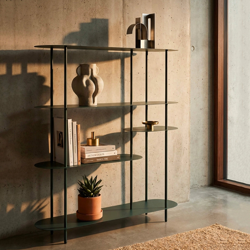 Biblioteca Gana, Libreria 5 Ripiani, 11x40x132h cm Verde Ottanio