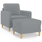 Poltrona | Sedia Relax con Poggiapiedi Grigio Chiaro 60 cm in Tessuto