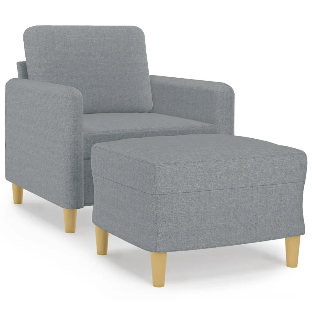 Poltrona | Sedia Relax con Poggiapiedi Grigio Chiaro 60 cm in Tessuto