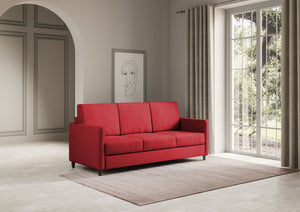 Divano 3 Posti 198x85x85 cm Karay in Tessuto Rosso
