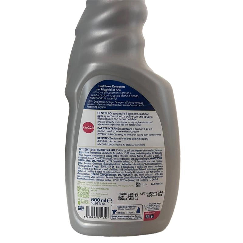 DUAL POWER DETERGENTE PER FRIGGITRICE AD ARIA RIMUOVE IL GRASSO OSTINATO AIUTA A RIMUOVERE GLI ODORI 500 ML