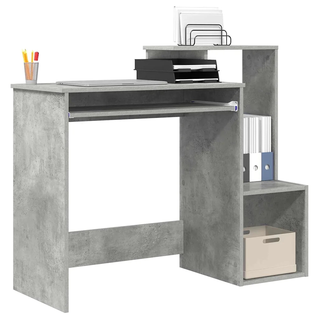 Scrivania | Tavolo da Ufficio Grigio cemento 106 x 41 x 88.5 cm Legno multistrato