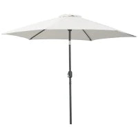 Ombrellone da Giardino 2.6x2.4 m con Manovella e Testa Inclinabile, in Alluminio e Poliestere Beige e Nero