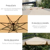 Ombrellone da Giardino Ø2.7x2.7m a Braccio con Tettuccio Regolabile, Marrone Chiaro